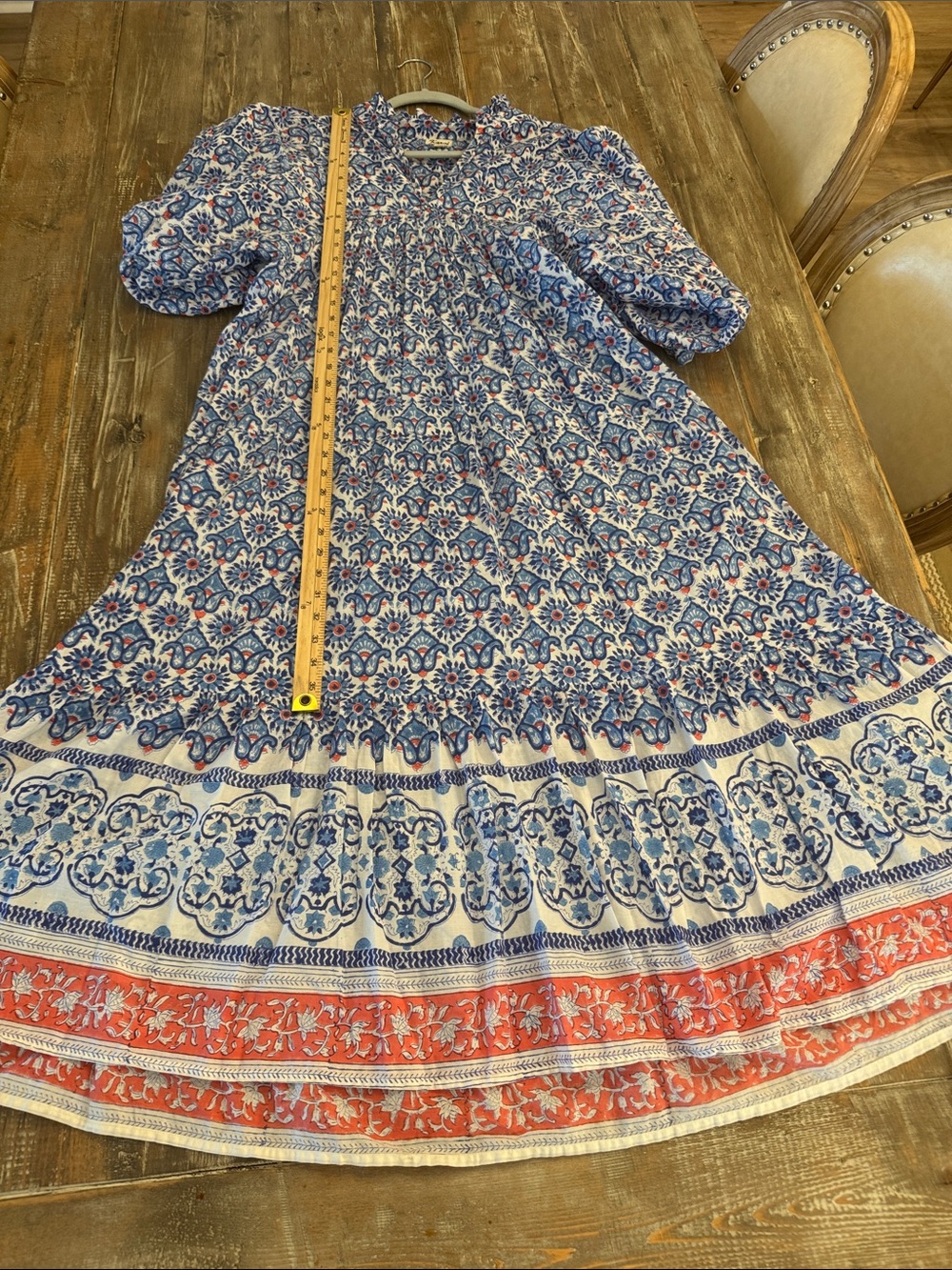 Boho Printed Maxi Dress in Blue, white - Picture 7 of 7